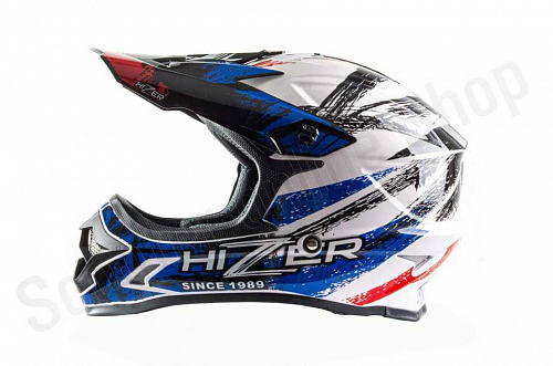 Шлем кроссовый HIZER J6805 #1 (M) black/white/blue фото фотография изображение картинка