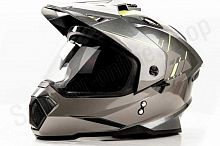 Шлем мото мотард HIZER J6802 (S) #1 gray/lemon (2 визора)