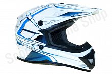 Шлем детский (кроссовый) ATAKI SC-15 Rift синий/белый глянцевый  YM