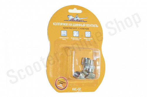 Колпачки на шинный вентиль с ключом хром металл Airline / avc02 фото фотография изображение картинка