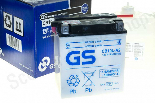 Аккумулятор GS Yuasa CB10L-A2 12В 10Ач 120CCA 136x91x147 мм Обратная (-+) фото фотография изображение картинка