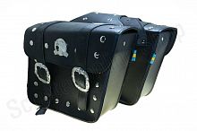 Сумки боковые "Чоппер" иск.кожа, хром, заклепки комплект