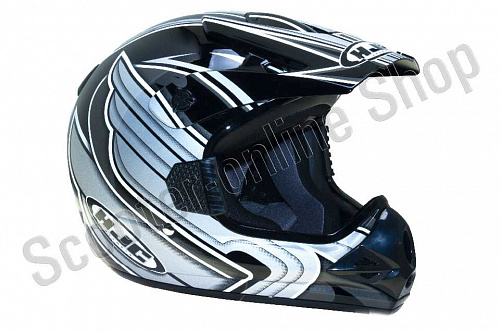 Шлем кроссовый HJC CS-X3 серебристо-черный XL фото фотография изображение картинка