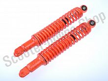 Амортизаторы (пара)   GY6, DIO ZX   330mm, стандартные, мягкие   "NDT"   (оранжевые +паутина)