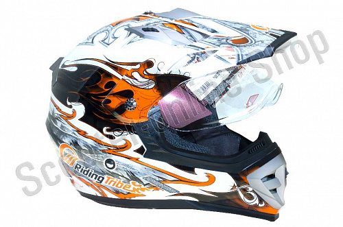 Шлем эндуро Riding Trible H602 бело-оранжевый М фото фотография изображение картинка