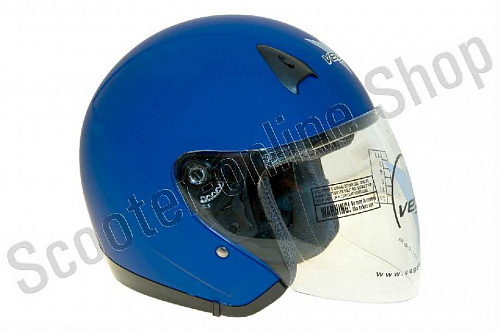 Шлем открытый Vega  Шлем (открытый со стеклом) NT-200 Solid синий матовый    S фото фотография 