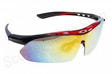 Очки спортивные   "KML"   (красные, прозрачные стекла) (mod:WL-0006)