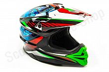 Шлем кроссовый HIZER J6803 (L) #6 BLACK/BLUE/GREEN