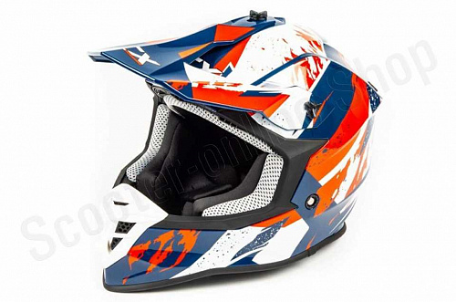 Шлем мото кроссовый GTX 633 (M) #3 BLUE/RED WHITE фото фотография изображение картинка