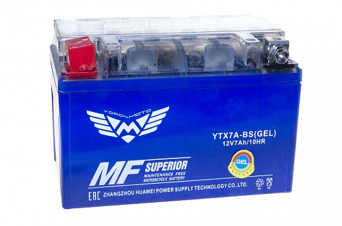 Аккумулятор гелевый 12V 7AH YTX7A-BS   150х87х94  Voron Moto фото фотография изображение картинка