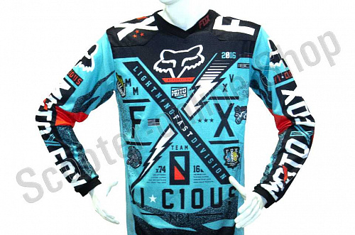 Футболка кроссовая Fox бирюзовая XXL фото фотография изображение картинка