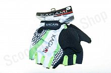 Перчатки Kagami Lycra без пальцев бело-зеленые L
