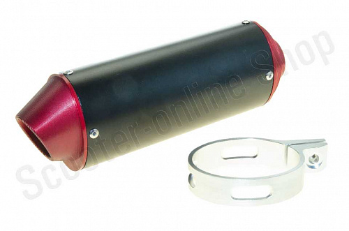 Глушитель эллипс черно-красый с кронштейном 38мм