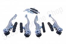 Тормоз велосипеда V-brake   хром комплект, перед + зад   mod:6   "DS"