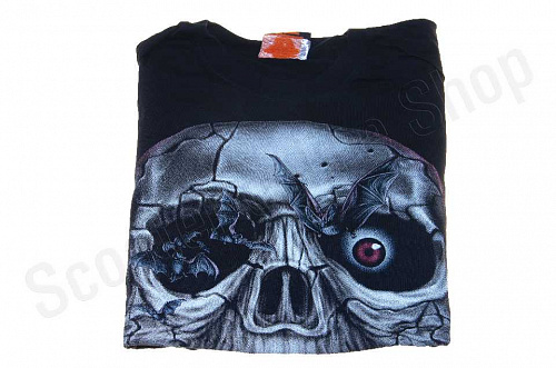 Футболка   "Scull  #2"  size:L, 100% хлопок, черная фото фотография изображение картинка