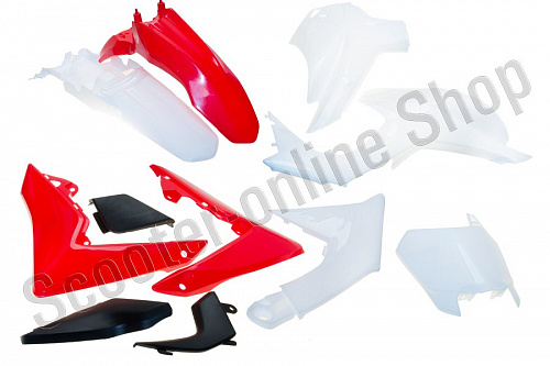 Комплект пластика для питбайка (тип BSE PH10) белый/красный фото фотография изображение картинка