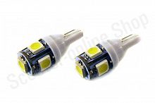 LED лампа (2 ШТ) W5W (T10) 5SMD (5050) WHITE в габариты, подсветка номера и дверей