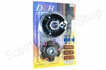 Вариатор в сборе тюнинг 4T 152QMI 157QMJ  (ролики 9шт, втулка, пружины сцепления)  "DLH"