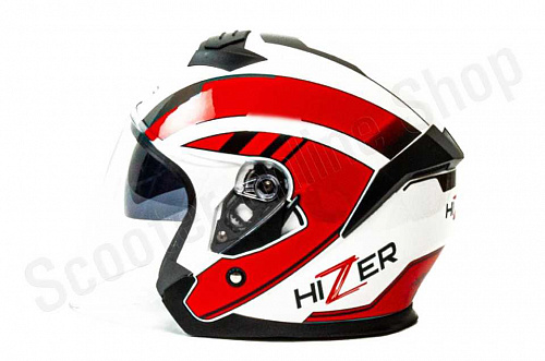 Шлем открытый Шлем мото открытый HIZER J222 (M) #1 white/red (2 визора) фото фотография 