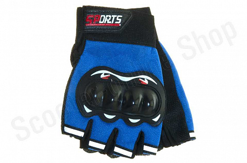 Мотоперчатки перчатки мото Перчатки с защитой без пальцев синие (К) фото фотография 