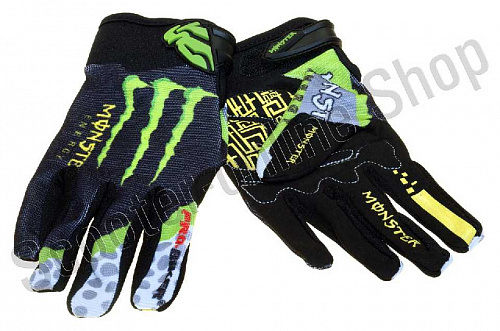 Мотоперчатки перчатки мото Перчатки   "PRO-BIKER AND MONSTER ENERGY"   (size:M, черно-зеленые) фото фотография 