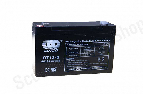 Аккумулятор  6В 12 Ah OT12-6 (15,1x5,1x9,4cm) OUTDO (для электро техники) фото фотография изображение картинка