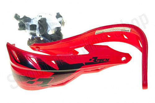 Защита рук + крепеж на рули 22/28 R-Tech RAPTOR красная