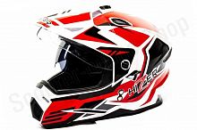Шлем мото мотард HIZER J6802 (S) #5 white/red (2 визора)