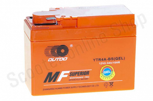 Аккумулятор YTR4A-BS 12V 2,3А  гелевый 115x49x86 "OUTDO" фото фотография изображение картинка