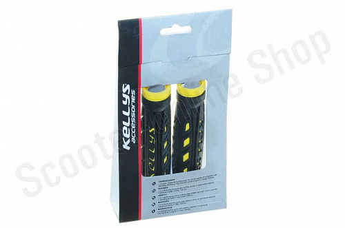 Грипсы KELLYS  Exbone 2DENSITY, резиновые, с заглушками, длина 130мм, цвет: чёрно-желтые фото фотография изображение картинка