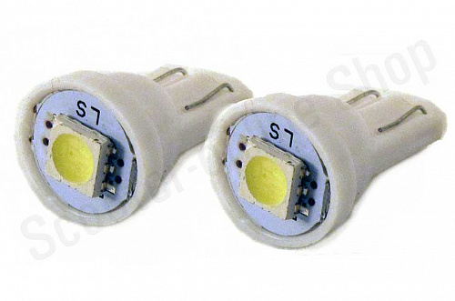 LED лампа (2 ШТ) W5W (T10) 1SMD (5050) WHITE в габариты, подсветка номера и дверей фото фотография изображение картинка