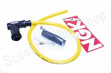 Колпак свечи силиконовый  +бронепровод  черный/желтый  "NGK"