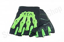 Перчатки без пальцев Scull зеленые  XL