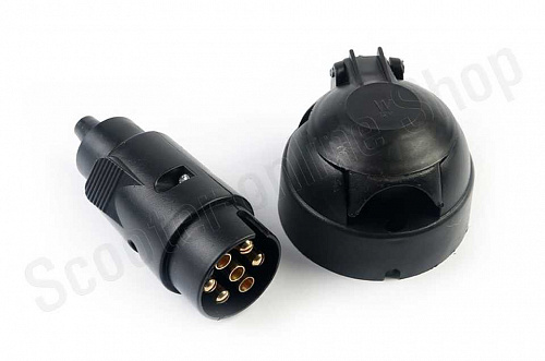 Разъем для прицепа в сборе пластиковый (7 контактов, вилка + розетка)