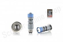 Лампа фары диодная  P15D-25-1 12-36V 15W  1 ус, белый/желтый, линза, габарит красный/синий, D19