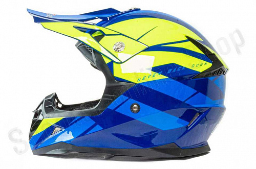 Шлем кроссовый HIZER 915 #6 (S) havy/neon/yellow/blue фото фотография изображение картинка
