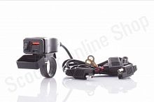 Зарядка выносная  USB/TYPE-C/вольтметр  7-32V, 3.4A, fast charge