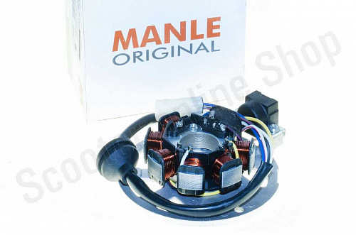 Статор генератора   Yamaha JOG 50   (6+1 катушек, 6 проводов)   "MANLE" фото фотография изображение картинка