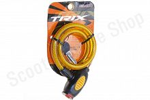 Замок-трос 800х12мм с ключом желтый TRIX