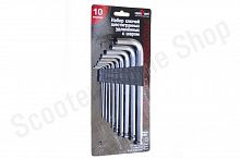 Набор шестигранников  (10 предметов) PROFFI удлиненные с шаром Сервис Ключ