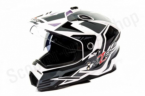 Шлем мото мотард HIZER J6802 (S) #4 white/gray (2 визора) фото фотография изображение картинка