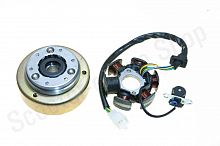 Генератор в сборе YX125-YX160 6 катушек, с обгонной муфтой  / WW0561