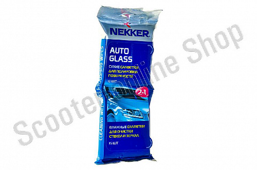 Салфетки влажные для очистки стекол и зеркал "NEKKER" двухкомп. 10+15 шт. фото фотография изображение картинка
