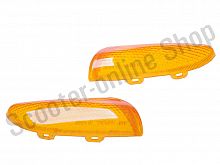 Стекла передних поворотников Suzuki LET'S New желтые  "PLT" комплект