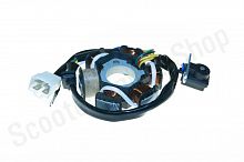 Статор генератора YX140  YX150  YX160 6 катушек d-75 5 проводов 2желт 1зел 1бело-син 1красн-черн