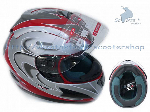 Шлем Can V100 красный / сребристый М фото фотография изображение картинка