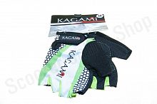 Перчатки Kagami Lycra без пальцев бело-зеленые М