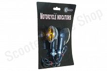 Поворотники овальные (карбон, желтое стекло) "E-MARKED"