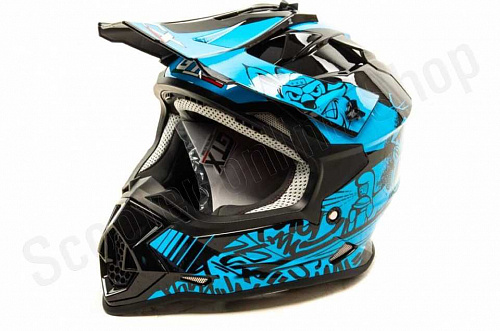 Шлем мото кроссовый GTX 632S (S) #3 BLACK / BLUE подростковый фото фотография изображение картинка