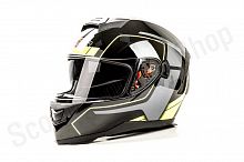 Шлем мото интеграл HIZER J5318 #1 (M)  black/yellow (2 визора)